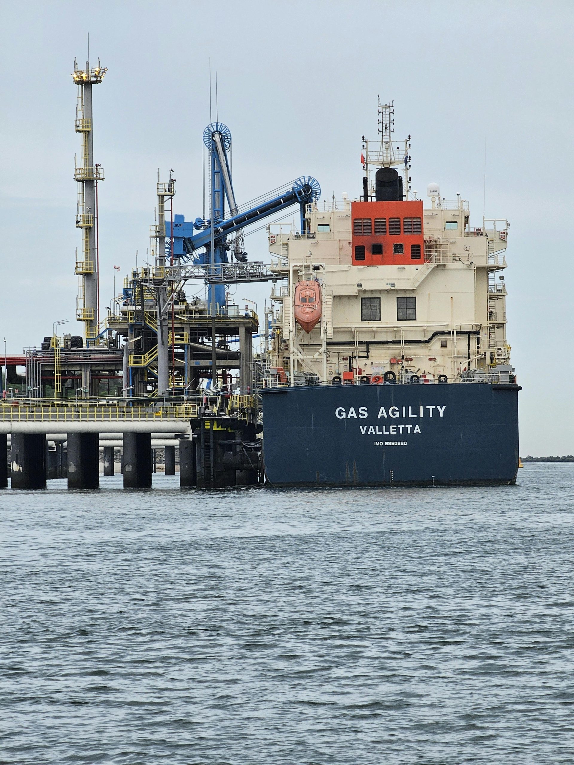 Tanker ship 'Gas Agility' docked at Maasvlakte, Rotterdam, Netherlands.